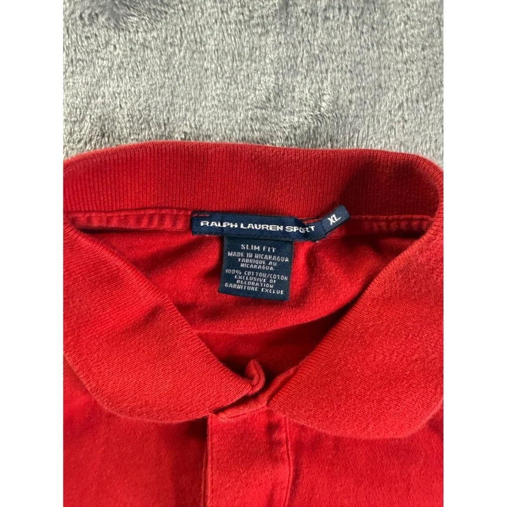 Ralph Lauren Sport Slim Fit Women's Polo XL Red Two-button Placket Shirt Cotton